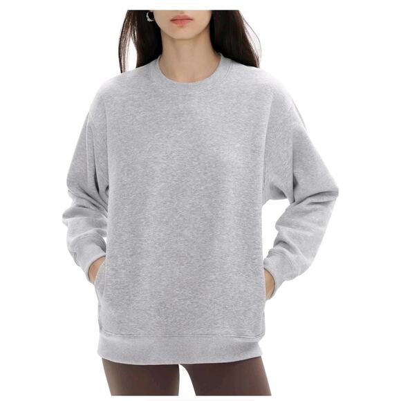 Amazon Tops - PUMIEY Women's Oversized Sweatshirts Fleece Crew Neck Pockets Long Sz Medium Gra